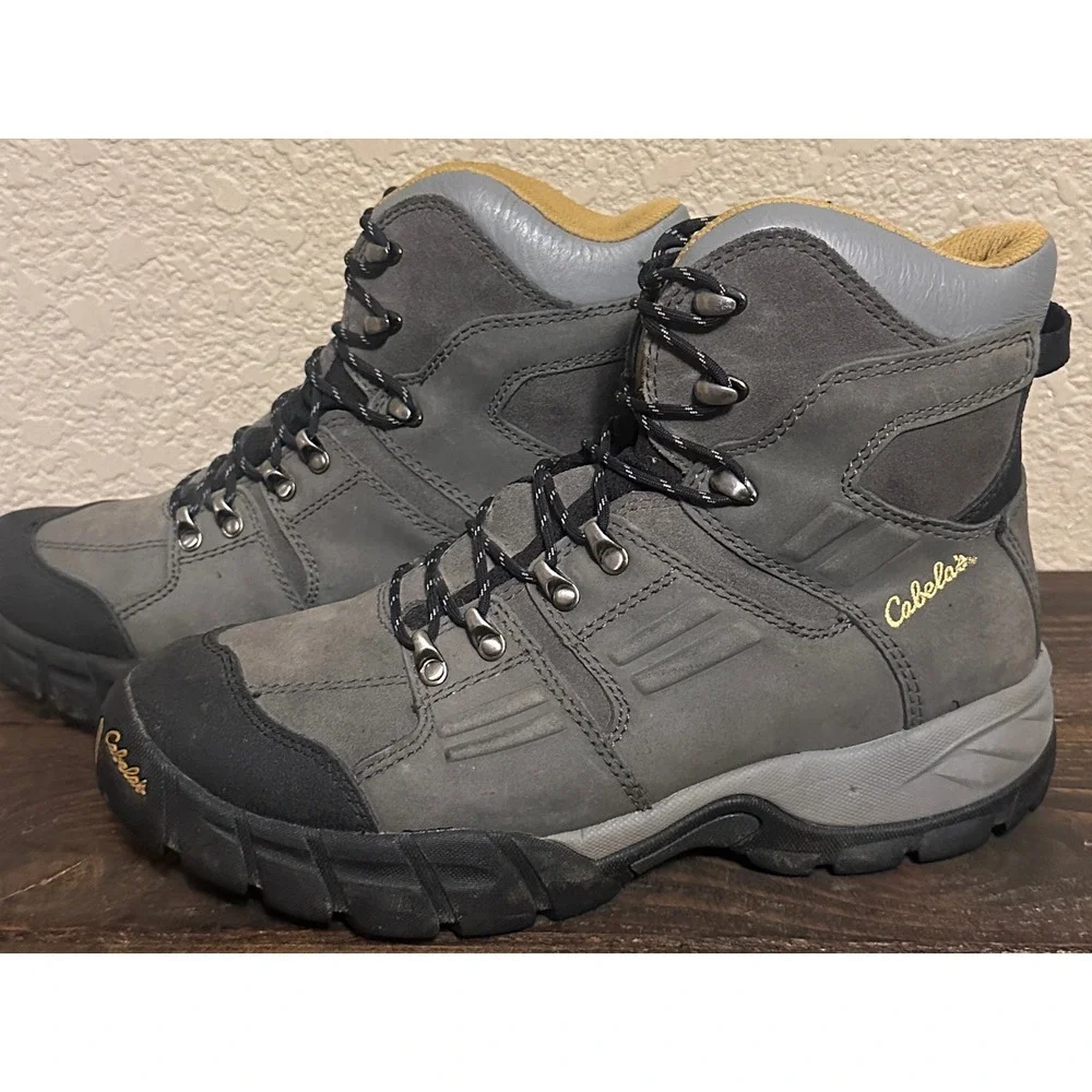 Cabelas Dry-Plus Hiking Boots Mens 10 D Grey Suede Waterproof 83-0952 Rucking